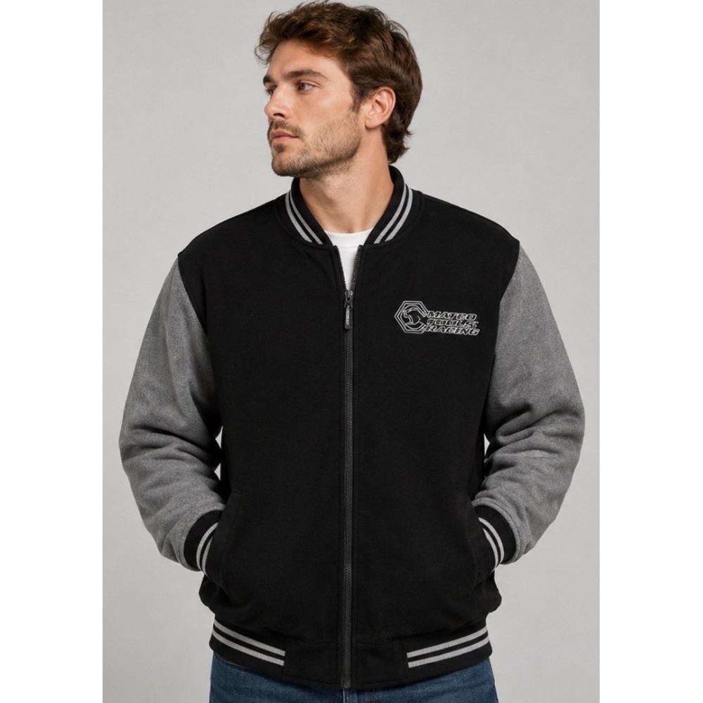 Charles River Matco Tools Racing Fleece Varsity Jacket Mens Large Black Gray